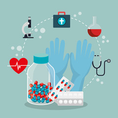 medical healthcare with set icons