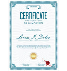 certificate or diploma retro vintage template 