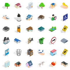 City park icons set. Isometric style of 36 city park vector icons for web isolated on white background