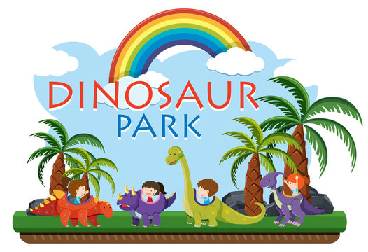 Dinosaur park on white background