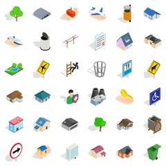 Town park icons set. Isometric style of 36 town park vector icons for web isolated on white background