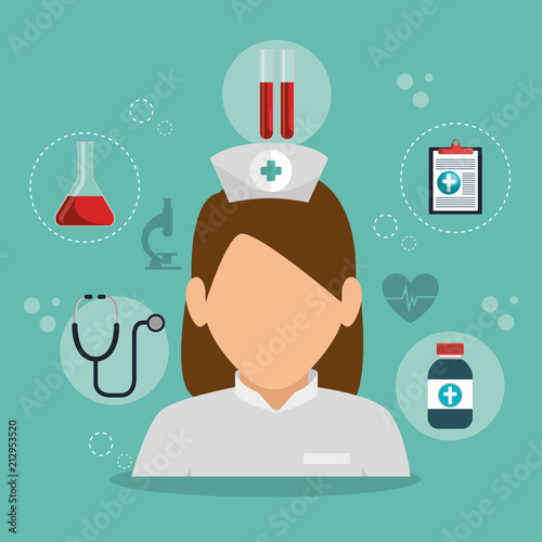 "nurse with medical equipment" Stock image and royaltyfree vector