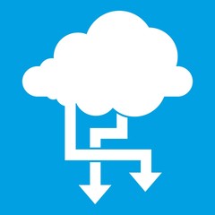 Cloud and arrows icon white isolated on blue background vector illustration