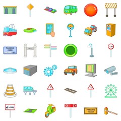 City navigation icons set. Cartoon style of 36 city navigation vector icons for web isolated on white background