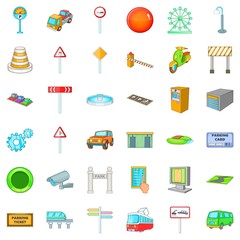 City geography icons set. Cartoon style of 36 city geography vector icons for web isolated on white background