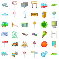 City gps icons set. Cartoon style of 36 city gps vector icons for web isolated on white background