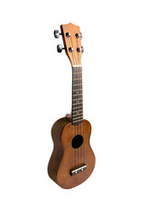 The brown ukulele on the white background, with Clipping path