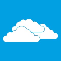 Clouds icon white isolated on blue background vector illustration