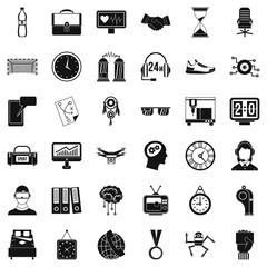 Clock icons set. Simple style of 36 clock vector icons for web isolated on white background