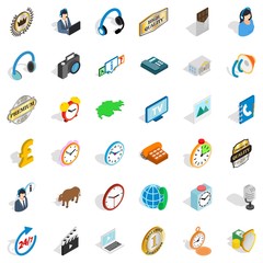 Office icons set. Isometric style of 36 office vector icons for web isolated on white background