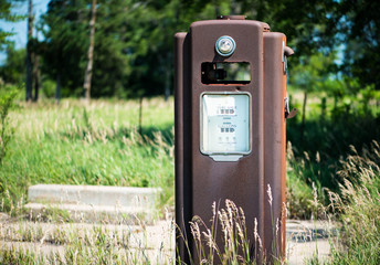 Old Gas pump on side of road