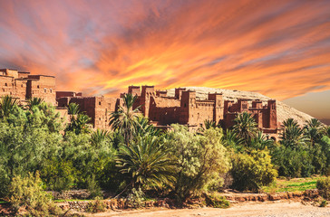 Kasbah Ait Ben Haddou in the desert near Atlas Mountains, Morocco