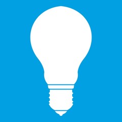 Light bulb icon white isolated on blue background vector illustration