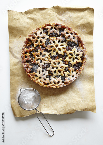 Mincemeat Tart with Snowflake Pastry Decoration