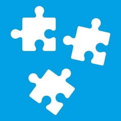 Fototapeta premium Puzzle icon white isolated on blue background vector illustration