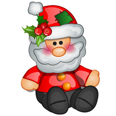Christmas toy in the form of Santa Claus. Sample of the poster, invitation and other cards. Vector illustration.