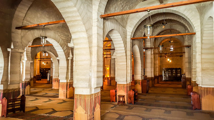 Interior of the Grand Mosque of Sousse. UNESCO World Heritage Site. Sousse, Tunisia