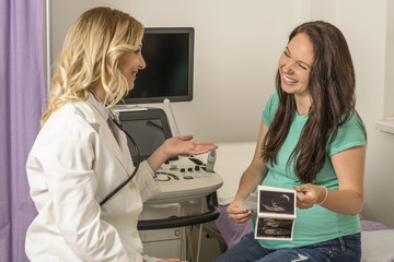 Pregnant woman at doctor's office.