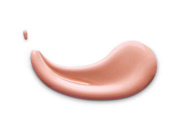 Cosmetic liquid foundation cream smudge smear strokes. Make up smear isolated on white background