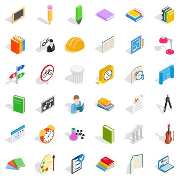 College diploma icons set. Isometric style of 36 college diploma vector icons for web isolated on white background