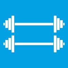 Two barbells icon white isolated on blue background vector illustration