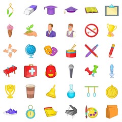 School icons set. Cartoon style of 36 school vector icons for web isolated on white background