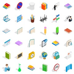 Fototapeta premium School book icons set. Isometric style of 36 school book vector icons for web isolated on white background