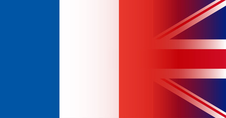 UK and France flags in gradient superimposition. Vector