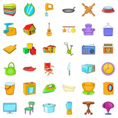 Indoor icons set. Cartoon style of 36 indoor vector icons for web isolated on white background