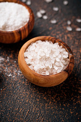 White sea salt on rusty background