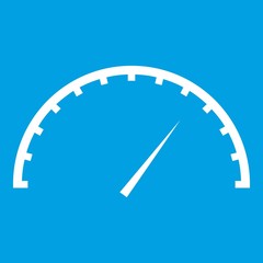 Speedometer icon white isolated on blue background vector illustration