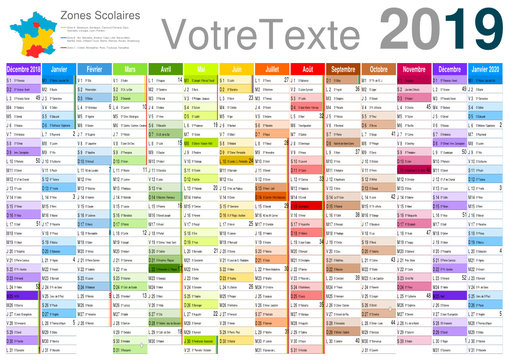 Format A3 - Calendrier 2019 pour entreprise avec logo sur 14 mois multicaque - modifiable - texte arial