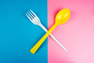 Fork and spoon.  Kitchen and food concept. Copy space