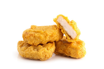 Fried chicken nuggets isolated on white