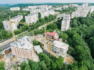 Obraz premium aerial view of construction site. high-rise building development
