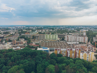 Fototapeta premium aerial view of city. overcast weather