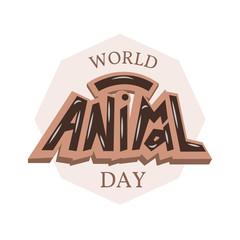 World animal day typography lettering poster.