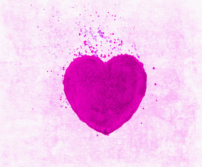 Watercolor hand painted pink heart