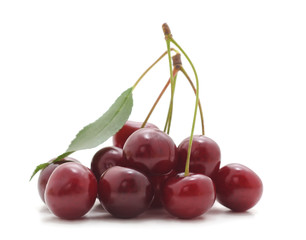 Red ripe cherries.