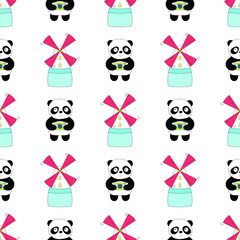 Seamless baby pattern with cute panda. Best Choice for cards, invitations, printing, party packs, blog backgrounds, paper craft, party invitations, digital scrapbooking.