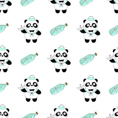 Seamless baby pattern with cute panda. Best Choice for cards, invitations, printing, party packs, blog backgrounds, paper craft, party invitations, digital scrapbooking.