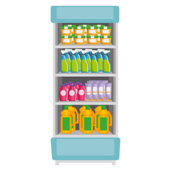 supermarket shelving with housekeeping products vector illustration design