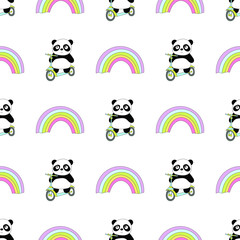 Seamless baby pattern with cute panda. Best Choice for cards, invitations, printing, party packs, blog backgrounds, paper craft, party invitations, digital scrapbooking.