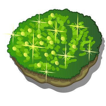 Crystalline substance of green color isolated on white background. Vector cartoon close-up illustration.
