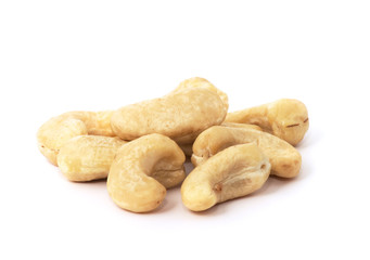 cashew nuts heap on white background