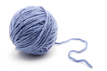 Ball of yarn on white background