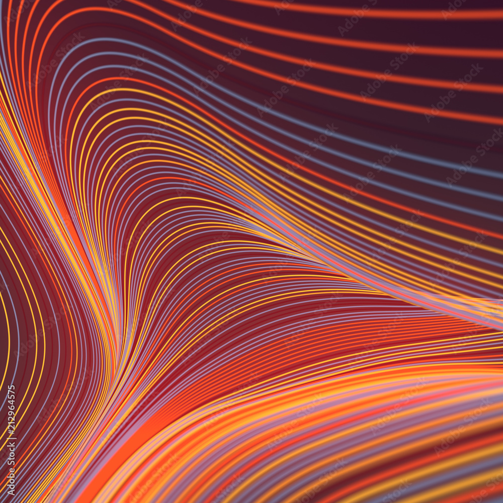 Aufkleber Digital colored lines abstract background. 3d rendering