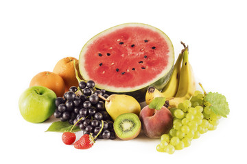 Isolated fresh fruit pile on the floor