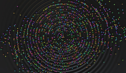 Abstract 3d wave background with beads on dark