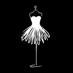 Tailor dummy fashion icon on white background. Atelier, designer, constructor, dressmaker object. Black Couture symbol, silhouette white background. Vector illustration.